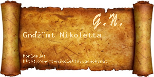 Gnámt Nikoletta névjegykártya
